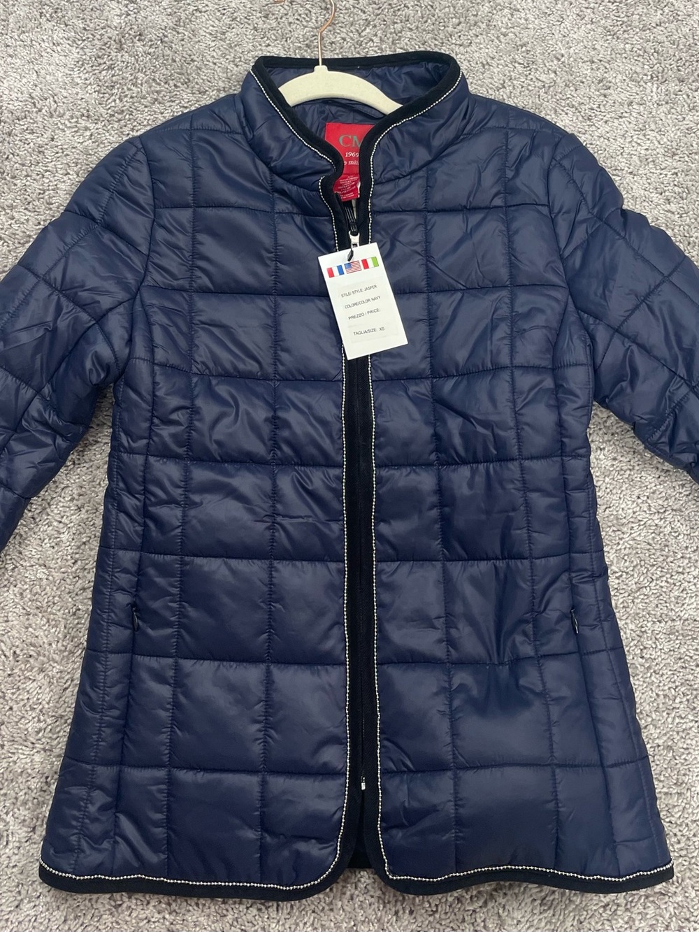 Milano Navy Quilted Puffer Coat
